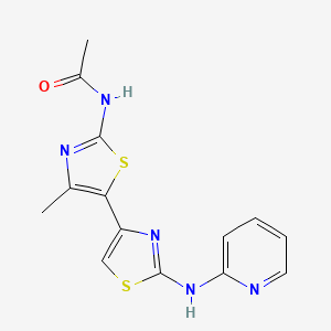 molecular formula C14H13N5OS2 B1223620 N-[4-methyl-5-[2-(2-pyridinylamino)-4-thiazolyl]-2-thiazolyl]acetamide 