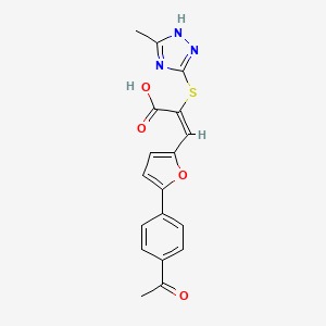 molecular formula C18H15N3O4S B1223633 (E)-3-[5-(4-Acetyl-phenyl)-furan-2-yl]-2-(5-methyl-4H-[1,2,4]triazol-3-ylsulfanyl)-acrylic acid 