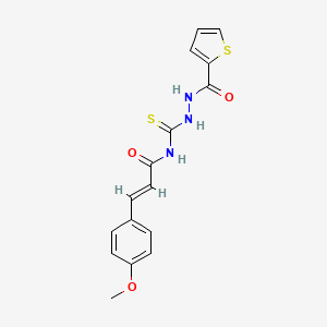 molecular formula C16H15N3O3S2 B1223634 (E)-3-(4-methoxyphenyl)-N-[(thiophene-2-carbonylamino)carbamothioyl]prop-2-enamide 