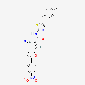 molecular formula C25H18N4O4S B1223635 (E)-2-Cyano-N-[5-(4-methyl-benzyl)-thiazol-2-yl]-3-[5-(4-nitro-phenyl)-furan-2-yl]-acrylamide 