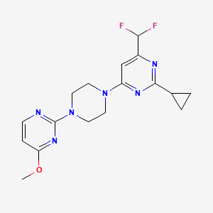 molecular formula C17H20F2N6O B12236363 2-Cyclopropyl-4-(difluoromethyl)-6-[4-(4-methoxypyrimidin-2-yl)piperazin-1-yl]pyrimidine 