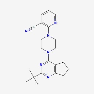 2-(4-{2-tert-butyl-5H,6H,7H-cyclopenta[d]pyrimidin-4-yl}piperazin-1-yl)pyridine-3-carbonitrile