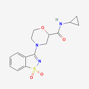 molecular formula C15H17N3O4S B12236370 N-cyclopropyl-4-(1,1-dioxo-1,2-benzothiazol-3-yl)morpholine-2-carboxamide 