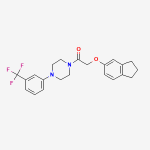 molecular formula C22H23F3N2O2 B1223643 2-(2,3-dihydro-1H-inden-5-yloxy)-1-[4-[3-(trifluoromethyl)phenyl]-1-piperazinyl]ethanone 
