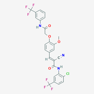 molecular formula C27H18ClF6N3O4 B1223644 (E)-N-[2-chloro-5-(trifluoromethyl)phenyl]-2-cyano-3-[3-methoxy-4-[2-oxo-2-[3-(trifluoromethyl)anilino]ethoxy]phenyl]prop-2-enamide 