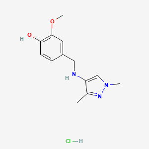 molecular formula C13H18ClN3O2 B12236516 4-[[(1,3-Dimethylpyrazol-4-yl)amino]methyl]-2-methoxyphenol;hydrochloride 