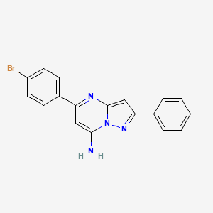 molecular formula C18H13BrN4 B1223665 5-(4-Bromophenyl)-2-phenyl-7-pyrazolo[1,5-a]pyrimidinamine 