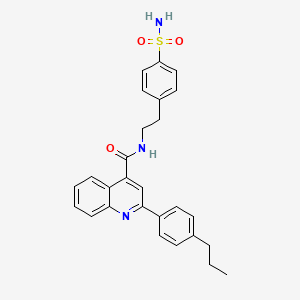 molecular formula C27H27N3O3S B1223671 2-(4-propylphenyl)-N-[2-(4-sulfamoylphenyl)ethyl]-4-quinolinecarboxamide 