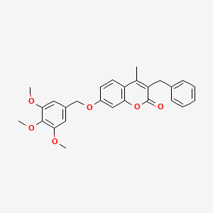 molecular formula C27H26O6 B1223674 3-benzyl-4-methyl-7-[(3,4,5-trimethoxybenzyl)oxy]-2H-chromen-2-one 