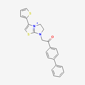 molecular formula C23H19N2OS2+ B1223676 1-(4-Phenylphenyl)-2-(3-thiophen-2-yl-5,6-dihydroimidazo[2,1-b]thiazol-7-ium-7-yl)ethanone 