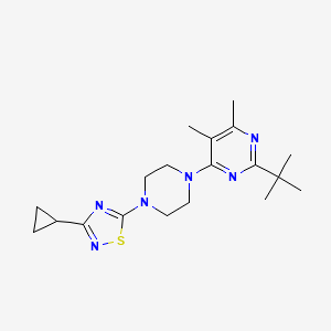 molecular formula C19H28N6S B12236815 2-Tert-butyl-4-[4-(3-cyclopropyl-1,2,4-thiadiazol-5-yl)piperazin-1-yl]-5,6-dimethylpyrimidine 