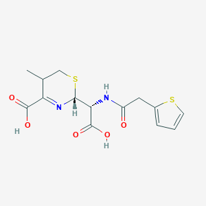molecular formula C14H16N2O5S2 B122369 (2R)-2-[(R)-carboxy-[(2-thiophen-2-ylacetyl)amino]methyl]-5-methyl-5,6-dihydro-2H-1,3-thiazine-4-carboxylic acid CAS No. 146706-23-2