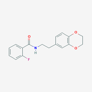 molecular formula C17H16FNO3 B1223691 N-[2-(2,3-dihydro-1,4-benzodioxin-6-yl)ethyl]-2-fluorobenzamide 