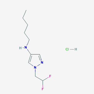 molecular formula C10H18ClF2N3 B12236912 1-(2,2-difluoroethyl)-N-pentylpyrazol-4-amine;hydrochloride 