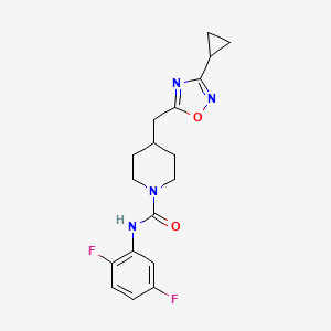 molecular formula C18H20F2N4O2 B12236941 4-[(3-cyclopropyl-1,2,4-oxadiazol-5-yl)methyl]-N-(2,5-difluorophenyl)piperidine-1-carboxamide 