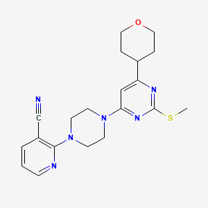 2-{4-[2-(Methylsulfanyl)-6-(oxan-4-yl)pyrimidin-4-yl]piperazin-1-yl}pyridine-3-carbonitrile