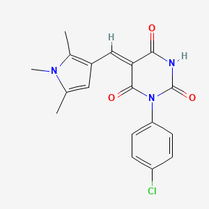 molecular formula C18H16ClN3O3 B1223706 (5Z)-1-(4-氯苯基)-5-[(1,2,5-三甲基吡咯-3-基)亚甲基]-1,3-二嗪烷-2,4,6-三酮 