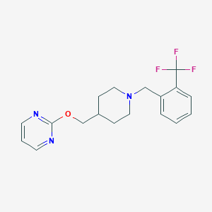 molecular formula C18H20F3N3O B12237078 2-[(1-{[2-(Trifluoromethyl)phenyl]methyl}piperidin-4-yl)methoxy]pyrimidine 