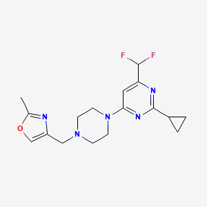 molecular formula C17H21F2N5O B12237111 2-Cyclopropyl-4-(difluoromethyl)-6-{4-[(2-methyl-1,3-oxazol-4-yl)methyl]piperazin-1-yl}pyrimidine 