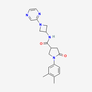 molecular formula C20H23N5O2 B12237157 1-(3,4-dimethylphenyl)-5-oxo-N-[1-(pyrazin-2-yl)azetidin-3-yl]pyrrolidine-3-carboxamide 