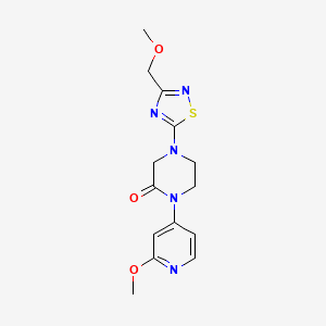 molecular formula C14H17N5O3S B12237199 4-[3-(Methoxymethyl)-1,2,4-thiadiazol-5-yl]-1-(2-methoxypyridin-4-yl)piperazin-2-one 