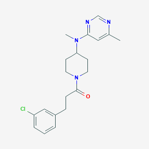 molecular formula C20H25ClN4O B12237200 3-(3-Chlorophenyl)-1-{4-[methyl(6-methylpyrimidin-4-yl)amino]piperidin-1-yl}propan-1-one 