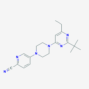 molecular formula C20H26N6 B12237202 5-[4-(2-Tert-butyl-6-ethylpyrimidin-4-yl)piperazin-1-yl]pyridine-2-carbonitrile 