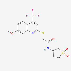 molecular formula C17H17F3N2O4S2 B12237277 N-(1,1-dioxidotetrahydrothiophen-3-yl)-2-{[7-methoxy-4-(trifluoromethyl)quinolin-2-yl]sulfanyl}acetamide 