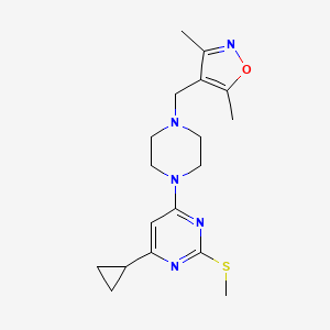 4-Cyclopropyl-6-{4-[(3,5-dimethyl-1,2-oxazol-4-yl)methyl]piperazin-1-yl}-2-(methylsulfanyl)pyrimidine