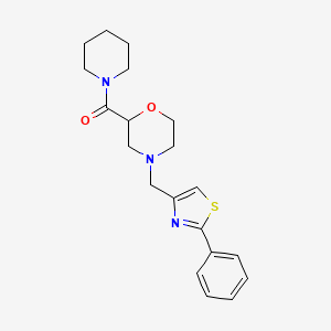 molecular formula C20H25N3O2S B12237338 4-[(2-Phenyl-1,3-thiazol-4-yl)methyl]-2-(piperidine-1-carbonyl)morpholine 