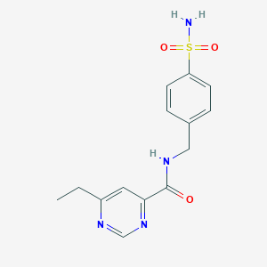 molecular formula C14H16N4O3S B12237365 6-ethyl-N-[(4-sulfamoylphenyl)methyl]pyrimidine-4-carboxamide 