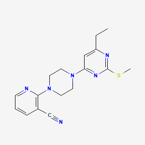 molecular formula C17H20N6S B12237405 2-{4-[6-Ethyl-2-(methylsulfanyl)pyrimidin-4-yl]piperazin-1-yl}pyridine-3-carbonitrile 