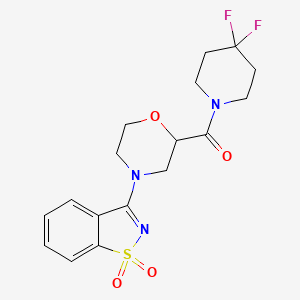 (4,4-Difluoropiperidin-1-yl)-[4-(1,1-dioxo-1,2-benzothiazol-3-yl)morpholin-2-yl]methanone