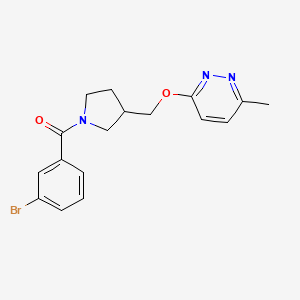 molecular formula C17H18BrN3O2 B12237456 3-{[1-(3-Bromobenzoyl)pyrrolidin-3-yl]methoxy}-6-methylpyridazine 