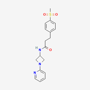 molecular formula C18H21N3O3S B12237463 3-(4-methanesulfonylphenyl)-N-[1-(pyridin-2-yl)azetidin-3-yl]propanamide 