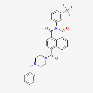 molecular formula C31H24F3N3O3 B1223755 6-[Oxo-[4-(phenylmethyl)-1-piperazinyl]methyl]-2-[3-(trifluoromethyl)phenyl]benzo[de]isoquinoline-1,3-dione 