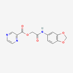 molecular formula C14H11N3O5 B1223756 2-Pyrazinecarboxylic acid [2-(1,3-benzodioxol-5-ylamino)-2-oxoethyl] ester 