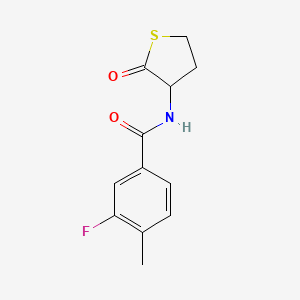 molecular formula C12H12FNO2S B12237566 3-fluoro-4-methyl-N-(2-oxothiolan-3-yl)benzamide 