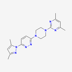 molecular formula C19H24N8 B12237585 2-{4-[6-(3,5-dimethyl-1H-pyrazol-1-yl)pyridazin-3-yl]piperazin-1-yl}-4,6-dimethylpyrimidine 