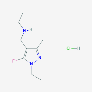 molecular formula C9H17ClFN3 B12237607 N-[(1-ethyl-5-fluoro-3-methylpyrazol-4-yl)methyl]ethanamine;hydrochloride 