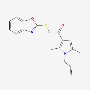 molecular formula C18H18N2O2S B1223762 2-(1,3-苯并恶唑-2-基硫代)-1-(2,5-二甲基-1-丙-2-烯基-3-吡咯基)乙酮 
