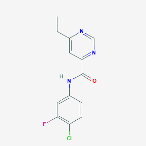 molecular formula C13H11ClFN3O B12237629 N-(4-chloro-3-fluorophenyl)-6-ethylpyrimidine-4-carboxamide 