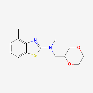 molecular formula C14H18N2O2S B12237630 N-[(1,4-dioxan-2-yl)methyl]-N,4-dimethyl-1,3-benzothiazol-2-amine 