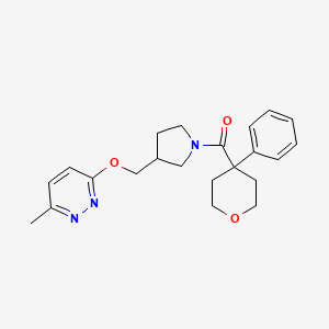 3-Methyl-6-{[1-(4-phenyloxane-4-carbonyl)pyrrolidin-3-yl]methoxy}pyridazine