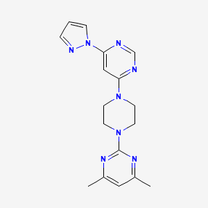 molecular formula C17H20N8 B12237675 4-[4-(4,6-dimethylpyrimidin-2-yl)piperazin-1-yl]-6-(1H-pyrazol-1-yl)pyrimidine 