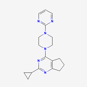 2-(4-{2-cyclopropyl-5H,6H,7H-cyclopenta[d]pyrimidin-4-yl}piperazin-1-yl)pyrimidine