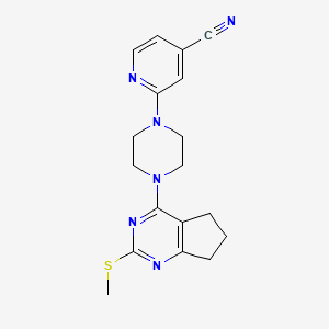 2-{4-[2-(methylsulfanyl)-5H,6H,7H-cyclopenta[d]pyrimidin-4-yl]piperazin-1-yl}pyridine-4-carbonitrile