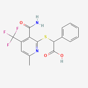 2-{[3-Carbamoyl-6-methyl-4-(trifluoromethyl)pyridin-2-yl]sulfanyl}-2-phenylacetic acid