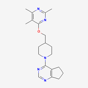 molecular formula C20H27N5O B12237702 4-[(1-{5H,6H,7H-cyclopenta[d]pyrimidin-4-yl}piperidin-4-yl)methoxy]-2,5,6-trimethylpyrimidine 