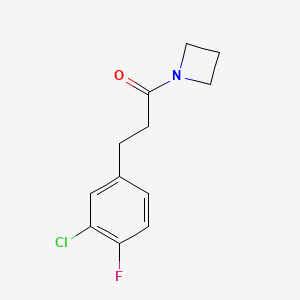 molecular formula C12H13ClFNO B12237804 1-(Azetidin-1-yl)-3-(3-chloro-4-fluorophenyl)propan-1-one 